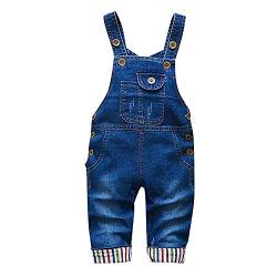 Tonsee Kleinkind Jungen Mädchen Overall Denim Latzhose Strap Jeanshosen Rompers Mode Einfarbig Ärmelloses Neugeborenes Baby Dicke Jumpsuit Hose (100, Blau2) von Tonsee Bekleidung