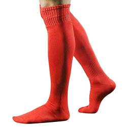 Tonsee Kniestrümpfe 1 Paar Herren Sportsocken Fußball Kniehohen Einfarbig Socken Lange Socken Stretc (Rot) von Tonsee Bekleidung