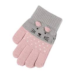 Tonsee Warm Kinder Handschuhe Fingerhandschuhe Kätzchen Druck Herbst Winter Kinderhandschuhe Strickhandschuhe Outdoor Winterhandschuhe für 3-7 Jahre Alter Mädchen Jungen (F) von Tonsee Bekleidung