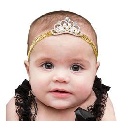 Tonsee 1pcs neue Fashion Lovely Baby Crystal Crown Kinder Haarband Prinzessin Baby Girl Crystal Pearl Krone Haarreifen (gelb) von Tonsee