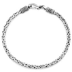 Tony Fein Königsarmband 4,5mm Breit Rund 925er Sterlingsilber Oxidiert Geschwärzt für Damen und Herren mit Hakenverschluss von Tony Fein