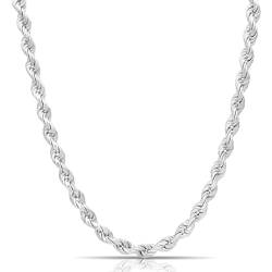 Tony Fein Kordelkette 10mm 925er Sterling Silber Gestempelt Halskette für Damen und Herren Made In Italy 55 cm von Tony Fein