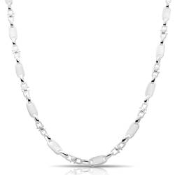 Tony Fein Plattenkette 6mm Massiv 925 Sterling Silber Halskette Silberkette Gestempelt für Herren von Tony Fein