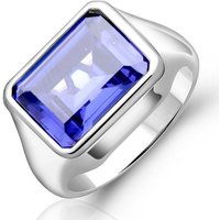 Tony Fein Silberring Ring 925 Silber Zirkonia Blau, Made in Italy für Damen und Herren von Tony Fein