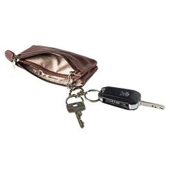 Schlüsseletui mit 2 fachem Reißverschluß und RFID Schutz, Farbe Braun, TE-3350-DB von Tony Perotti Italy