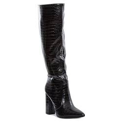 Toocool, X8062, Damenstiefel, kniehoch, hoher Absatz, spitze Zehenpartie, Krokodilmuster, Schwarz , 38 EU von Toocool