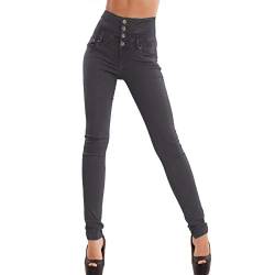 Toocool - Damen Jeans Hose Skinny Hohe Taille Zigarette Bunte Elastische Neue M5342, dunkelgrau, S von Toocool