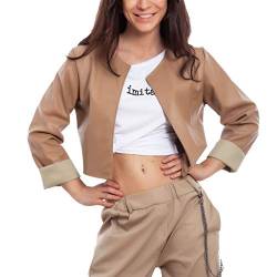 Toocool - Damen Kurze Jacke Kunstleder Bolero Ohne Verschluss Jacke Sexy JL-7860, beige, S von Toocool