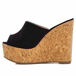 Toocool - Damen-Schuhe mit Keilabsatz, aus Wildleder, mit hohen Absätzen, Plateau CA128., Schwarz , 36 EU von Toocool