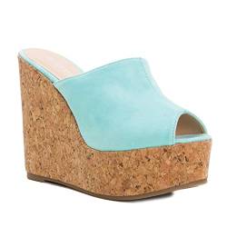 Toocool - Damen-Schuhe mit Keilabsatz, aus Wildleder, mit hohen Absätzen, Plateau CA128., Teal, 40 EU von Toocool