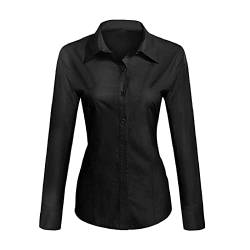 Toocool - Damenhemd Slim Fit Langarm Bluse Eng Bluse Baumwolle C-S020, Schwarz , Large von Toocool