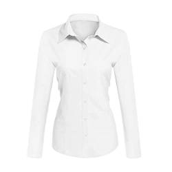 Toocool - Damenhemd Slim Fit Langarm Bluse Eng Bluse Baumwolle C-S020, Weiß, Medium von Toocool