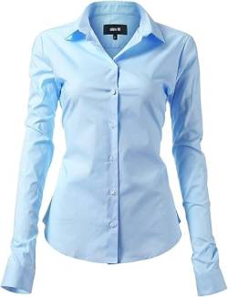 Toocool - Damenhemd Slim Fit Langarm Bluse Eng Bluse Baumwolle C-S020, himmelblau, Large von Toocool