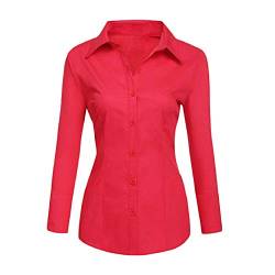 Toocool - Damenhemd Slim Fit Langarm Bluse Eng Bluse Baumwolle C-S020, rot, Large von Toocool