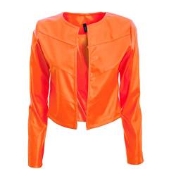 Toocool Damenjacke Kurze Kunstleder Bolero Ohne Verschluss Jacke VI-2601, Neon Orange, One size von Toocool