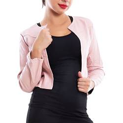 Toocool Damenjacke Kurze Kunstleder Bolero Ohne Verschluss Jacke VI-2601, Rosa, One size von Toocool