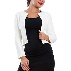 Toocool Damenjacke Kurze Kunstleder Bolero Ohne Verschluss Jacke VI-2601, Weiß, One size von Toocool