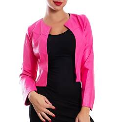 Toocool Damenjacke Kurze Kunstleder Bolero Ohne Verschluss Jacke VI-2601, fuchsia, One size von Toocool