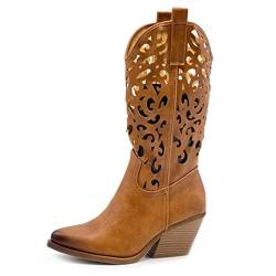 Toocool Damenschuhe Stiefel Texani Camperos Western Perforiert G629, Yg888 Leder, 40 EU von Toocool