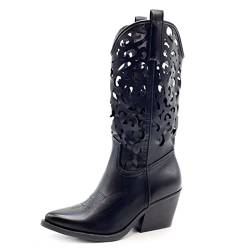 Toocool Damenschuhe Stiefel Texani Camperos Western Perforiert G629, Yg888 Schwarz, 39 EU von Toocool