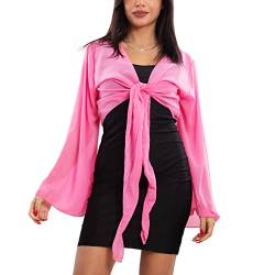 Toocool Elegante Damen-Schulterbezüge Breite Ärmel Zeremonie Bolero VB-10371, Hot Pink, One size von Toocool
