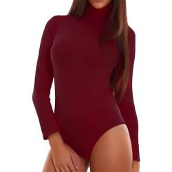 Toocool F3010 Damen-Body, Stehkragen, lange Ärmel, Rollkragenpullover, Bordeaux-Fleece, L/XL von Toocool