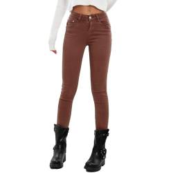 Toocool Jeans Damen Skinny Slim Stretch Slim Fit Hose VI-8006, Braun, XL von Toocool