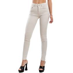 Toocool Jeans Damen Skinny Slim Stretch Slim Fit Hose VI-8006, beige, L von Toocool