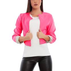 Toocool - Kurze Damenjacke aus Kunstleder, Bolero ohne Verschluss, sexy Jacke, JL-7860, Fluo Pink, XL von Toocool