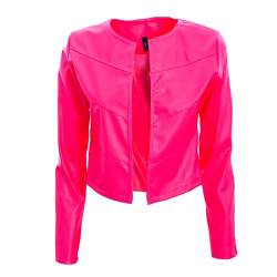 Toocool Kurze Damenjacke aus Kunstleder Bolero ohne Verschluss Jacke VI-2601, Fluo Pink, One size von Toocool