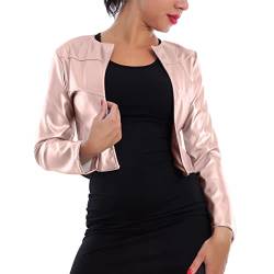Toocool Kurze Damenjacke aus Kunstleder Bolero ohne Verschluss Jacke VI-2601, Perlrosa, One size von Toocool