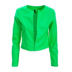 Toocool Kurze Damenjacke aus Kunstleder Bolero ohne Verschluss Jacke VI-2601, grün neon, One size von Toocool