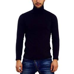 Toocool - Rollkragenpullover Herren Langarm Plüsch Hoher Kragen Slim Fit LO-A6957, blau, Large von Toocool