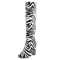 Toocool Stiefel Damen Kniestiefel High Heels Stiefeletten X8056, Schwarz Weiß Zebra, 36 EU von Toocool