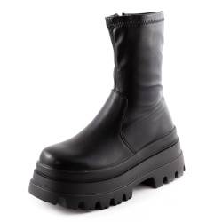 Toocool Stiefel Damen waffen biker boots elastische casual schuhe 52062, Schwarz , 39 EU von Toocool