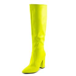 Toocool Stiefel für Damen, Knie-Zehen, hohe Absätze, Stiefel, X8056, neongelb, 37 EU von Toocool