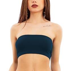 Top Damen BH Bandeau Elastisches Stirnband ohne Bügel Neu F3031, dunkelblau, Large von Toocool