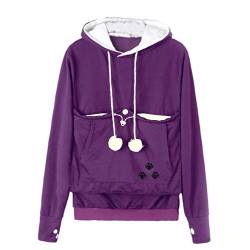 Tookang Sweatshirt Kangaroo Carrier Pulli mit Beutel Kapuzenpulli mit Beutel für Katzen Hoodie Kapuzenshirt Hoodie Katzenohren mit Groß Taschen mit Känguru/Katze/Hund Tasche von Tookang