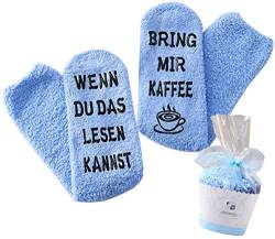 Geschenk für Frauen, WENN DU DAS LESEN KANNST BRING MIR KAFFEE SOCKEN, Muttertags-Geschenk, witziges Geburtstagsgeschenk für Freundin, Schwester (Blau-Kaffee) von Top-Geschenk24.de