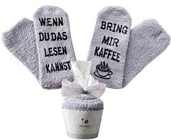 Geschenk für Frauen, zum Muttertag, WENN DU DAS LESEN KANNST BRING MIR KAFFEE SOCKEN, witziges Geburtstagsgeschenk für Freundin, Schwester-Geschenk (Grau-Kaffee) von Top-Geschenk24.de
