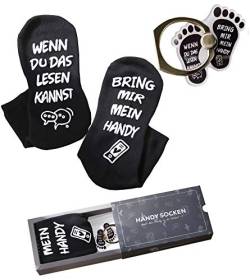 HANDY Socken, ausgefallene Geschenke für Mädchen & Jungs, lustige Geschenkideen, WENN DU DAS LESEN KANNST BRING MIR HANDY, Geburtstagsgeschenke für Schwester, Bruder (Schwarz) von Top-Geschenk24.de