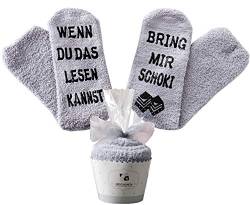 Schokolade Geschenk, Schokolade Socken, Adventskalender Geschenke Frauen, WENN DU DAS LESEN KANNST BRING MIR Schoki, Grau, 36-42 von Top-Geschenk24.de