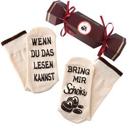 Schokolade-Socken, Spruch auf der Sohle, WENN DU DAS LESEN KANNST, BRING MIR Schoki, Geburtstagsgeschenk für Frauen, Geschenk, Beige, 36-43 von Top-Geschenk24.de