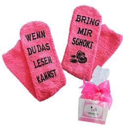 Schokoladen Geschenk für Frauen, Schoki Socken, WENN DU DAS LESEN KANNST BRING MIR Schoki, Geschenk zu Weihnachten, Geburtstag, Mama, Freundin (Rosa) von Top-Geschenk24.de