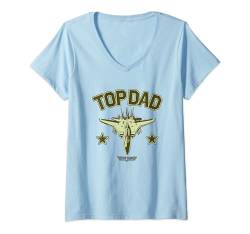 Damen Top Gun Father's Day Top Dad Epic Airforce Jet Chest Poster T-Shirt mit V-Ausschnitt von Top Gun