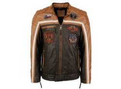 Lederjacke TOP GUN "TGJ1005" Gr. 50 (M), braun (dark brown, cognac) Herren Jacken Übergangsjacken von Top Gun