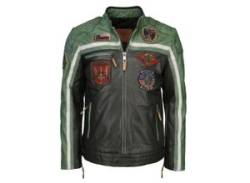 Lederjacke TOP GUN "TGJ1005" Gr. 56 (XXL), bunt (black, green, creme) Herren Jacken Übergangsjacken von Top Gun