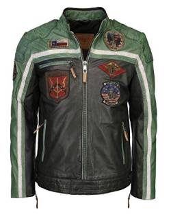 Top Gun Herren Lederjacke Tgj1005 Black/Green/Creme,Xl von Top Gun