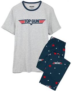 Top Gun Mens Pyjamas Erwachsene Fighter Movie Logo T-Shirt Hosen PJS Set XXL von Top Gun