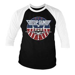 Top Gun Offizielles Lizenzprodukt Tomcat Baseball 3/4 Ärmel T-Shirt (Weiß-Schwarz), Medium von Top Gun